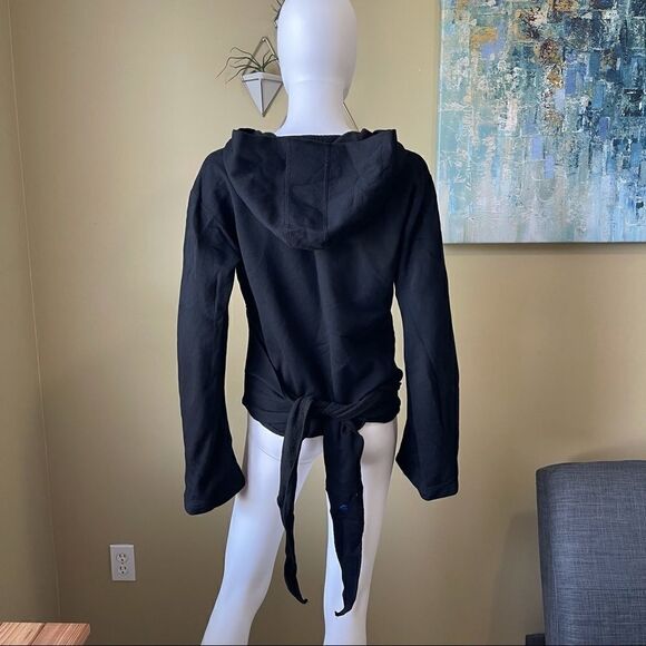 Black Bell Sleeve Wrap Hoodie - Picture 7 of 7